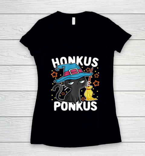 Honkus Ponkus Halloween Cute Hocus Witches Pocus Women's V-Neck T-Shirt