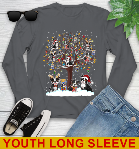 Boston terrier dog pet lover light christmas tree shirt 125