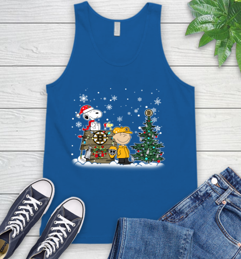 NHL Boston Bruins Snoopy Charlie Brown Woodstock Christmas Stanley Cup Hockey Tank Top 4