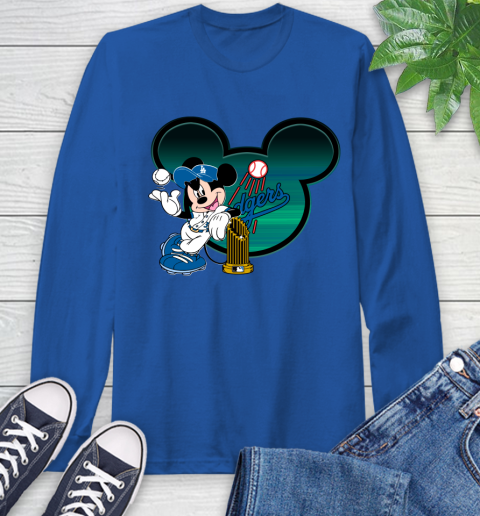 MLB Los Angeles Dodgers The Commissioner's Trophy Mickey Mouse Disney Long Sleeve T-Shirt 9
