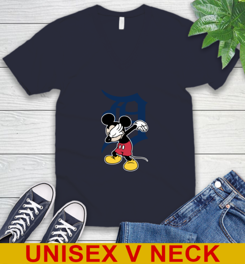 Detroit Tigers MLB Baseball Dabbing Mickey Disney Sports V-Neck T-Shirt 3