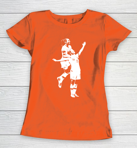 Megan Rapinoe and Alex Morgan Victory Pose  The White Stencil Women's T-Shirt 3