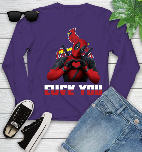 MLB St.Louis Cardinals Deadpool Love You Fuck You Baseball Sports Youth Long Sleeve 4
