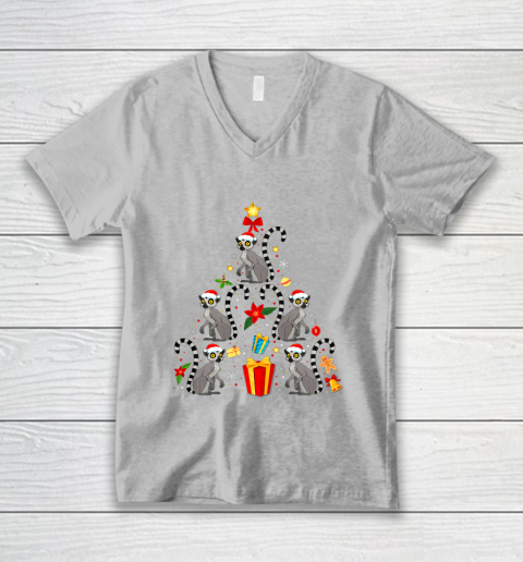 Lemur Christmas Ornament Tree Funny Gift V-Neck T-Shirt 3