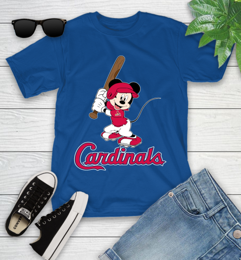 MLB Baseball St.Louis Cardinals Cheerful Mickey Mouse Shirt Youth T-Shirt 9