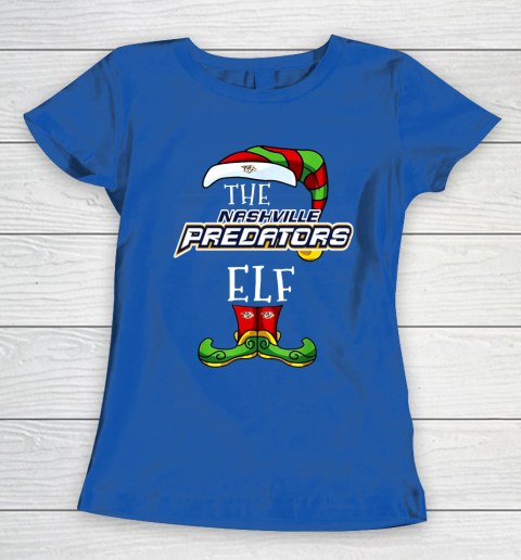 Nashville Predators Christmas ELF Funny NHL Women's T-Shirt 8