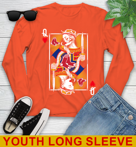MLB Baseball Boston Red Sox The Queen Of Hearts Card Shirt Youth Long Sleeve 3