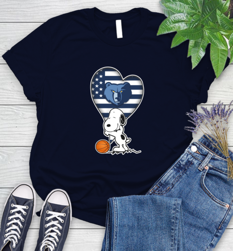 Memphis Grizzlies NBA Basketball The Peanuts Movie Adorable Snoopy Women's T-Shirt 3