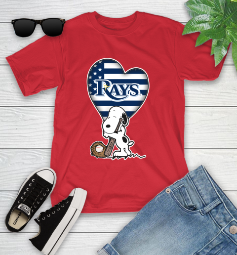 Tampa Bay Rays MLB Baseball The Peanuts Movie Adorable Snoopy Youth T-Shirt 10