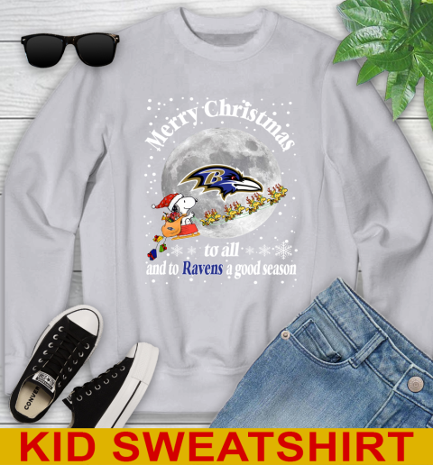 Baltimore Ravens Merry Christmas To All And To Ravens A Good Season NFL Football Sports Youth Sweatshirt 3