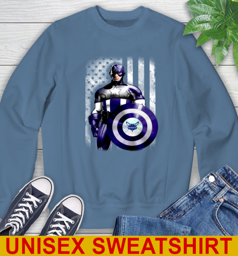 Charlotte Hornets NBA Basketball Captain America Marvel Avengers American Flag Shirt Sweatshirt 10
