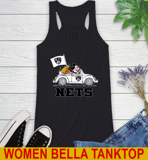 NBA Basketball Brooklyn Nets Pluto Mickey Driving Disney Shirt Racerback Tank 2
