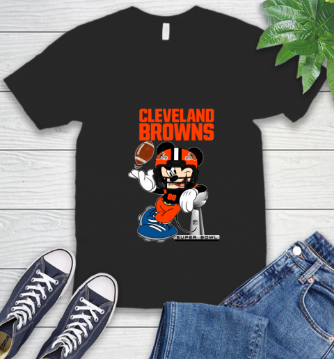NFL Cleveland Browns Mickey Mouse Disney Super Bowl Football T Shirt V-Neck T-Shirt 12