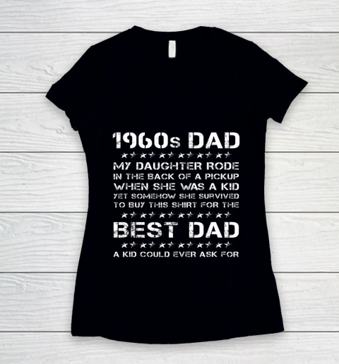 Funny 1960s Dad Girl Dad And Daughter Father's Day Women's V-Neck T-Shirt