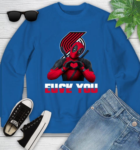 NBA Portland Trail Blazers Deadpool Love You Fuck You Basketball Sports Youth Sweatshirt 7