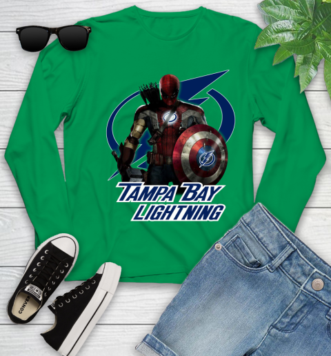 NHL Captain America Thor Spider Man Hawkeye Avengers Endgame Hockey Tampa Bay Lightning Youth Long Sleeve 6