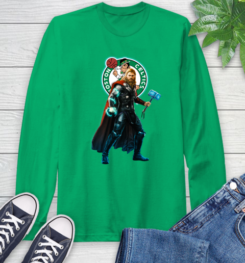 NBA Thor Avengers Endgame Basketball Boston Celtics Long Sleeve T-Shirt 7