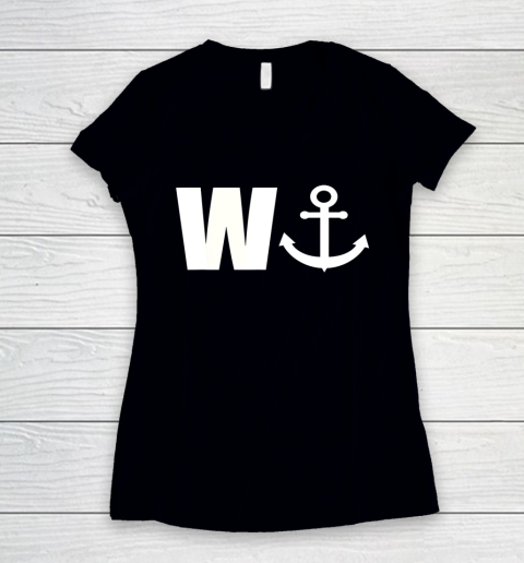 W Anchor T SHIRT Funny Wanker Women's V-Neck T-Shirt