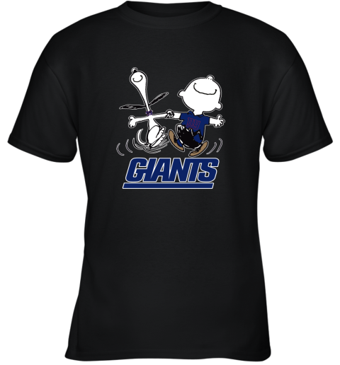 Snoopy And Charlie Brown Happy New York Giants Fans Youth T-Shirt