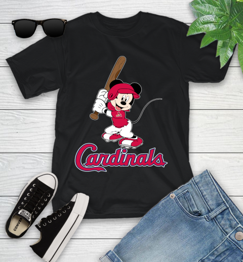 MLB Baseball St.Louis Cardinals Cheerful Mickey Mouse Shirt Youth T-Shirt