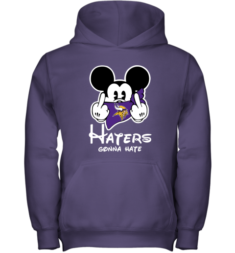 NFL Minnesota Vikings Haters Gonna Hate Mickey Mouse Disney Football T Shirt IoWrZLMAV98 youth hoodie 43 95 151514 front purple