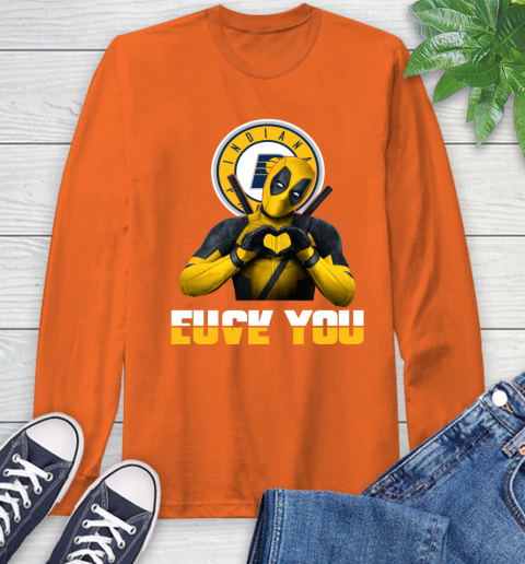 NBA Indiana Pacers Deadpool Love You Fuck You Basketball Sports Long Sleeve T-Shirt 4