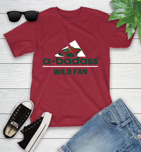 NHL A Badass Minnesota Wild Fan Adidas Hockey Sports Youth T-Shirt 14
