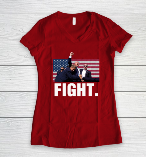 Trump Shooting Shirt Old Row Trump Fight Women's V-Neck T-Shirt 6