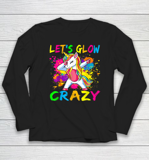 Unicorn Let's Glow Crazy Retro 80s Birthday Party Squad Long Sleeve T-Shirt