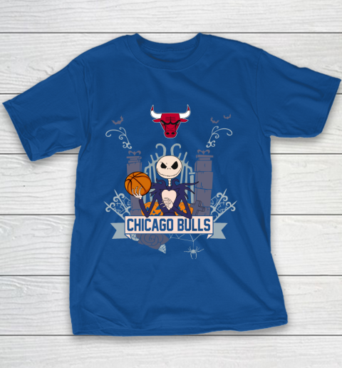 NBA Chicago Bulls Basketball Jack Skellington Halloween Youth T-Shirt 6