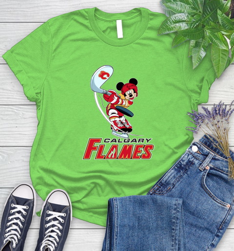 NHL Hockey Calgary Flames Cheerful Mickey Mouse Shirt Women's T-Shirt 10