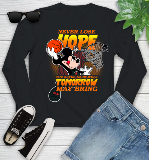 Miami Heat NBA Basketball Mickey Disney Never Lose Hope Youth Long Sleeve