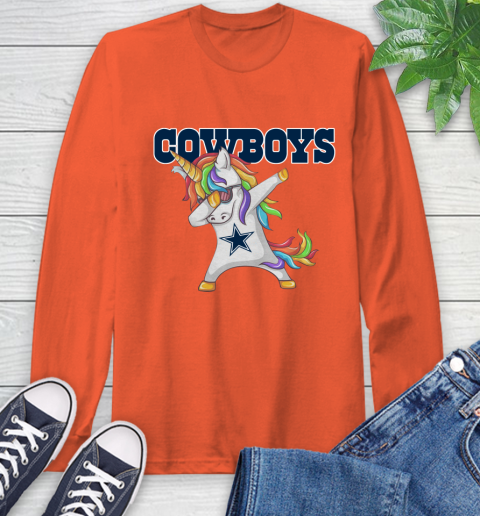 Dallas Cowboys NFL Football Funny Unicorn Dabbing Sports Long Sleeve T-Shirt 5
