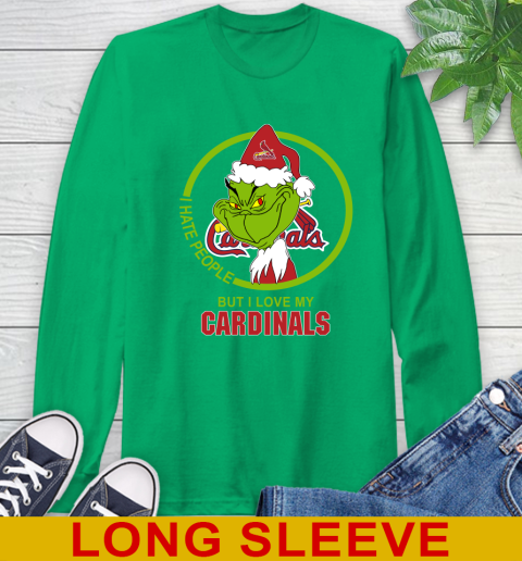 St.Louis Cardinals MLB Christmas Grinch I Hate People But I Love My Favorite Baseball Team Long Sleeve T-Shirt 7