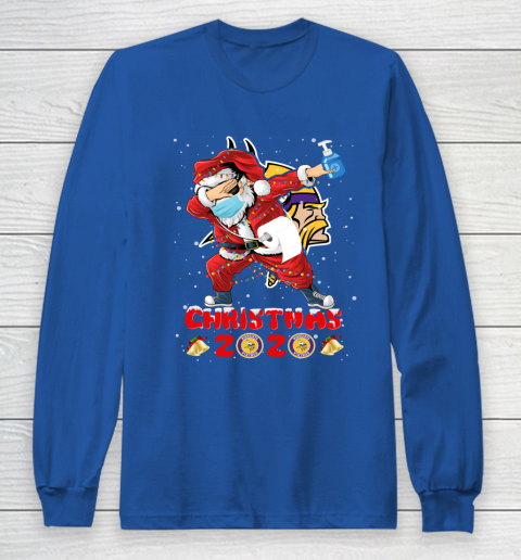 Minnesota Vikings Funny Santa Claus Dabbing Christmas 2020 NFL Long Sleeve T-Shirt 6