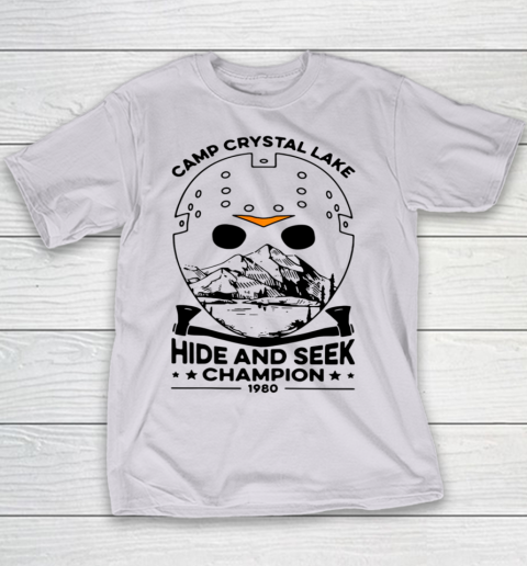 Camp Hide And Seek Champion Crystal Lake 1980 Halloween Youth T-Shirt 2