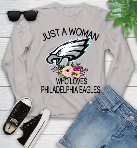 NFL Just A Woman Who Loves Philadelphia Eagles Football Sports Youth Long Sleeve 9