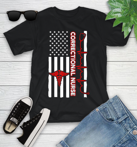 Nurse Shirt Correctional Nurse USA Flag Nursing RN T Shirt Youth T-Shirt
