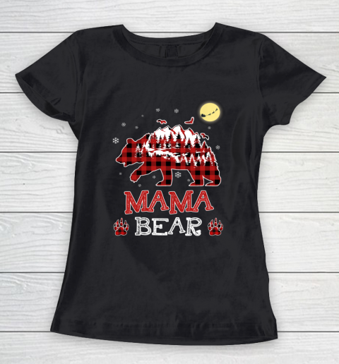 Mama Bear Christmas Pajama Red Plaid Buffalo Family Women's T-Shirt