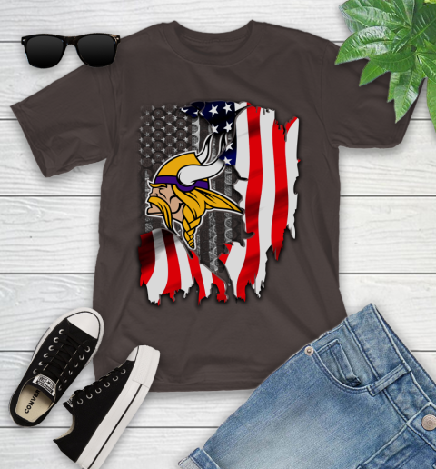 Minnesota Vikings NFL Football American Flag Youth T-Shirt 7