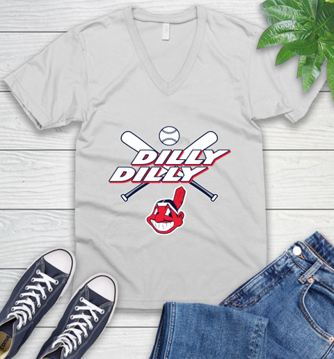 MLB Cleveland Indians Dilly Dilly Baseball Sports V-Neck T-Shirt