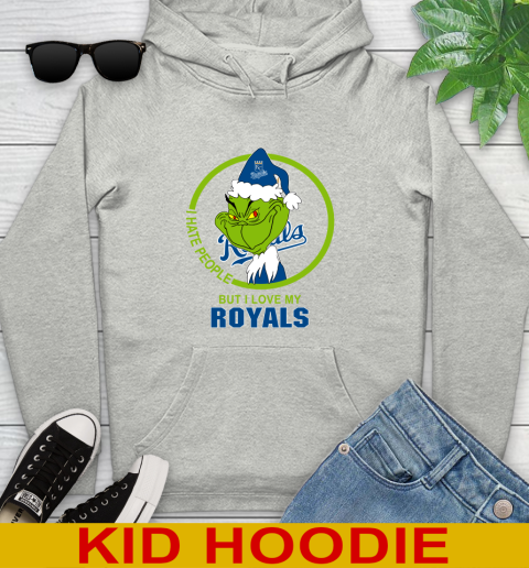 Kansas City Royals MLB Christmas Grinch I Hate People But I Love My Favorite Baseball Team Youth Hoodie