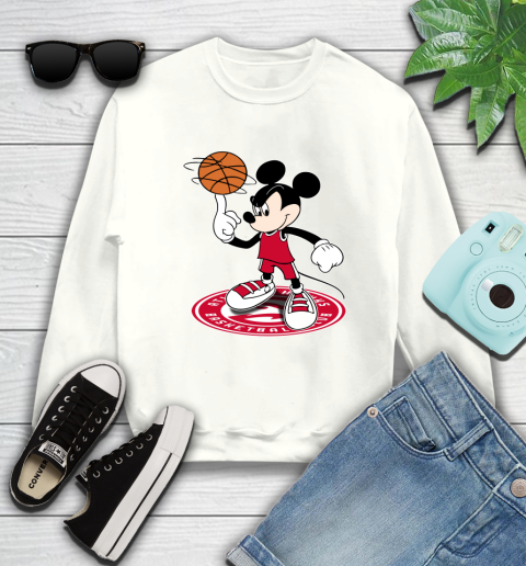 NBA Basketball Atlanta Hawks Cheerful Mickey Disney Shirt Sweatshirt 2