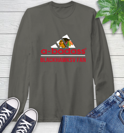 NHL A Badass Chicago Blackhawks Fan Adidas Hockey Sports Long Sleeve T-Shirt 9