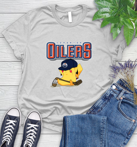 NHL Pikachu Hockey Sports Edmonton Oilers Women's T-Shirt