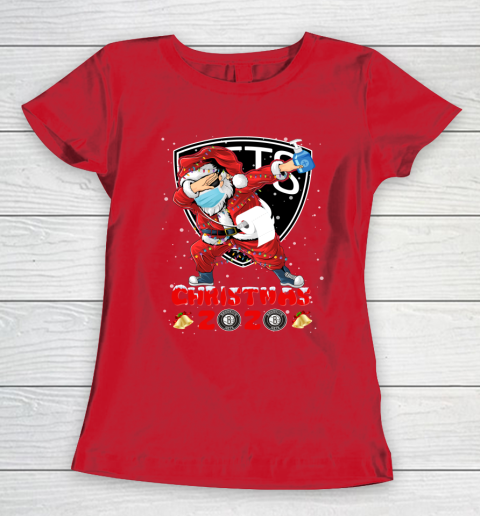Brooklyn Nets Funny Santa Claus Dabbing Christmas 2020 NBA Women's T-Shirt 9