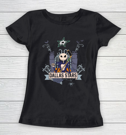 NHL Dallas Stars Hockey Jack Skellington Halloween Women's T-Shirt