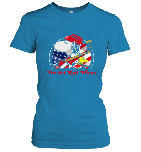 wlxf detroit red wings ice hockey snoopy and woodstock nhl ladies t shirt 20 front sapphire