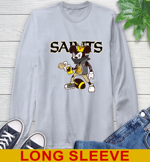 New Orleans Saints NFL Football Mickey Peace Sign Sports Long Sleeve T-Shirt 6