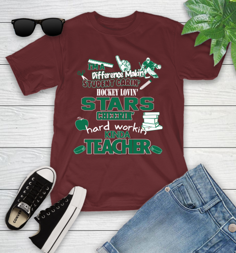 Dallas Stars NHL I'm A Difference Making Student Caring Hockey Loving Kinda Teacher Youth T-Shirt 14
